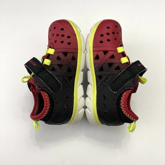Stride Rite Made 2 Play Phibian Sneakers Red Black Hook Loop Water Rubber Shoe 5 - Picture 8 of 11